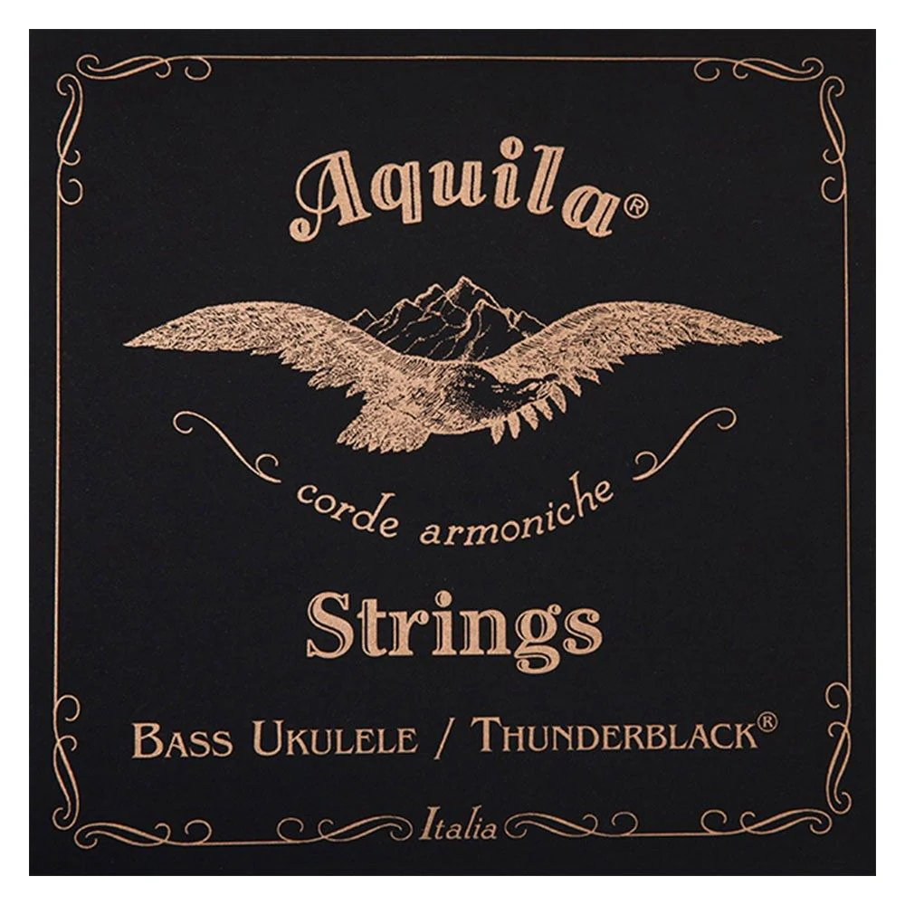 Aquila 140U-1 Thunderblack 4-String Bass Ukulele Set - GDAE Tuning