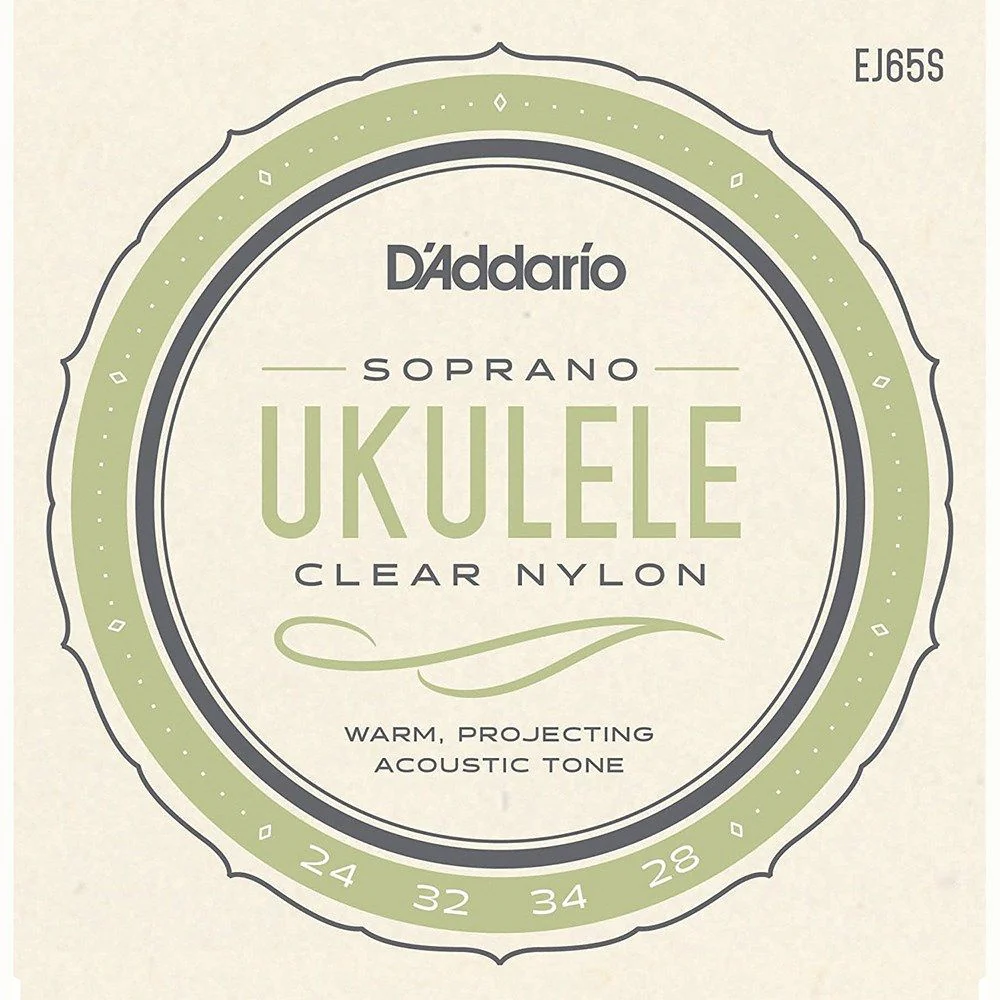D'Addario EJ65S Pro-Arte Custom Extruded Clear Nylon Ukulele Strings - (Soprano)