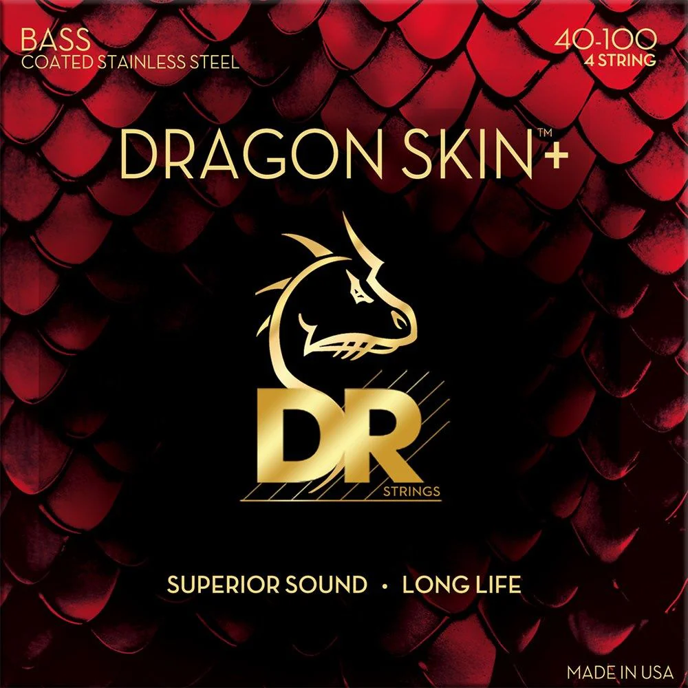 DR Dragon Skin + Stainless Steel Bass Guitar Strings (40-100)