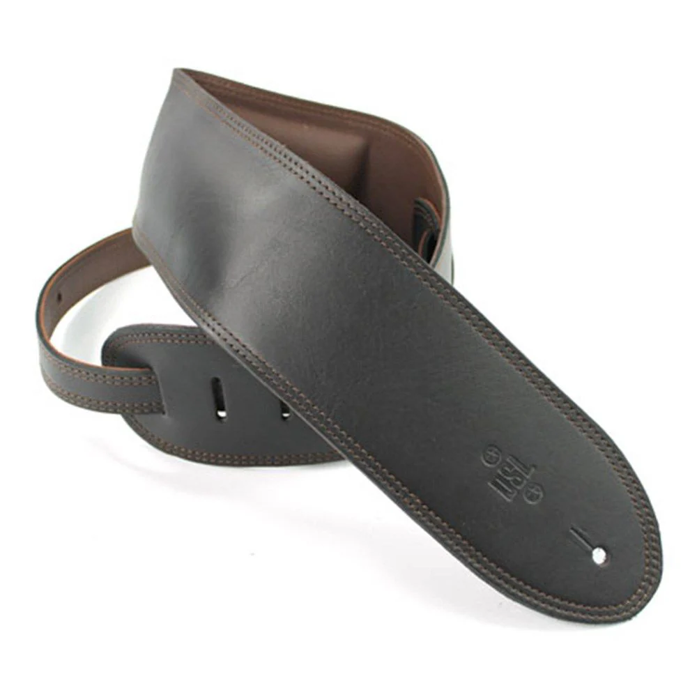 DSL GEG Series Padded Guitar Strap (Black, Brown Backing, 3.5")