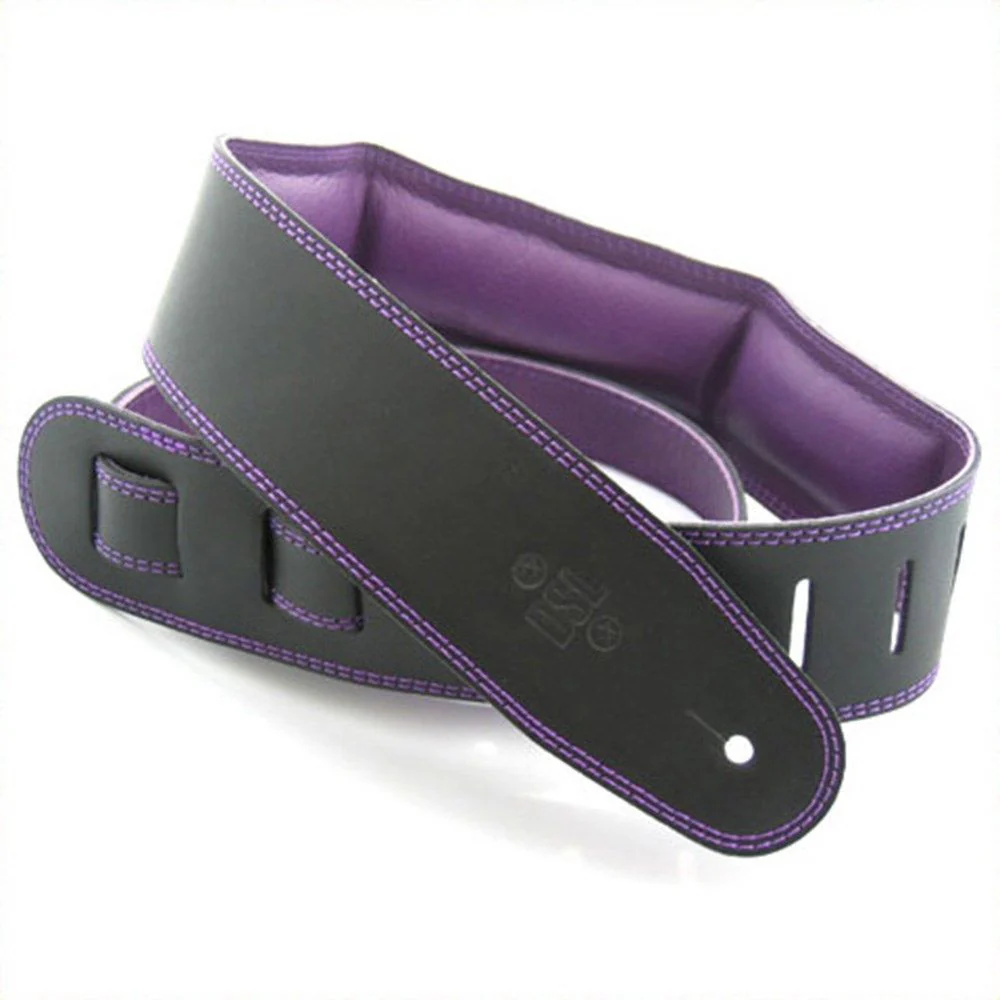DSL GEG Series Padded Guitar Strap (Black, Purple Backing, 2.5")
