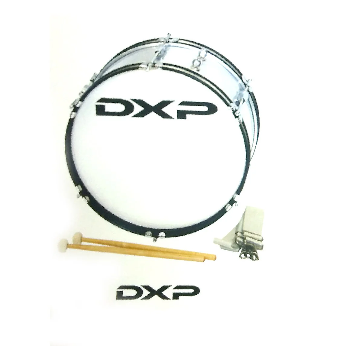 DXP Student Marching Bass Drum Silver DA911 18x7inch w Sling Mallets