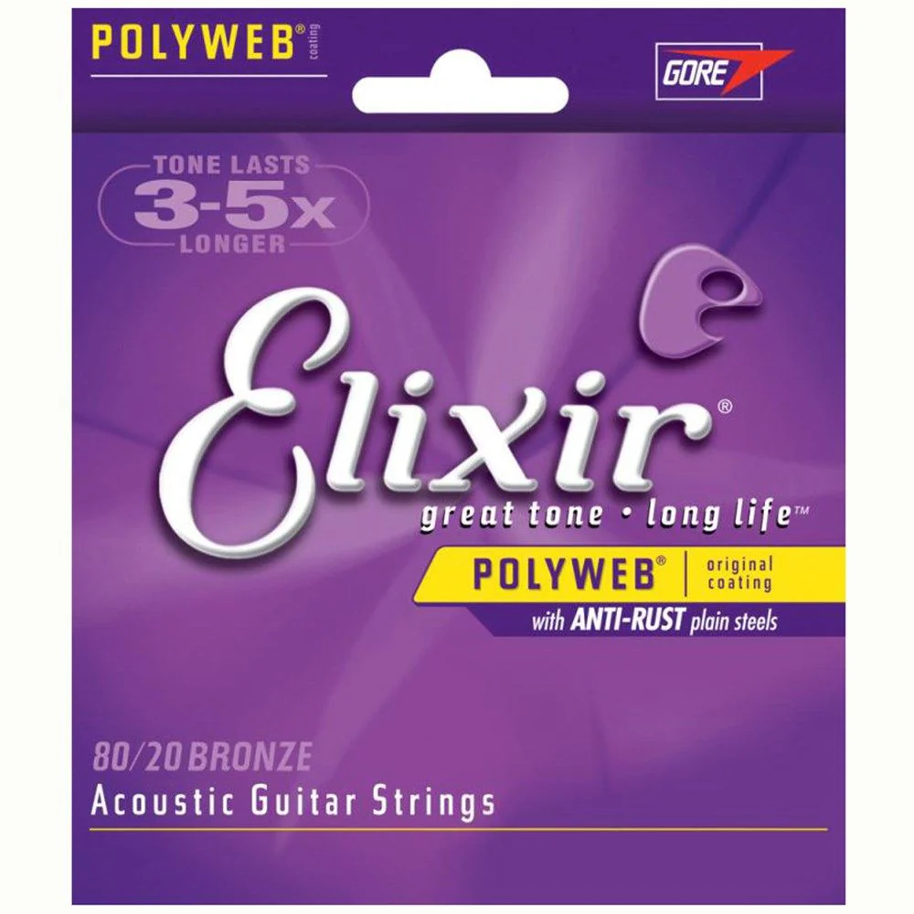 Elixir 11025 Acoustic 80/20 Bronze w/ Polyweb Coating - Custom Light (11-52)