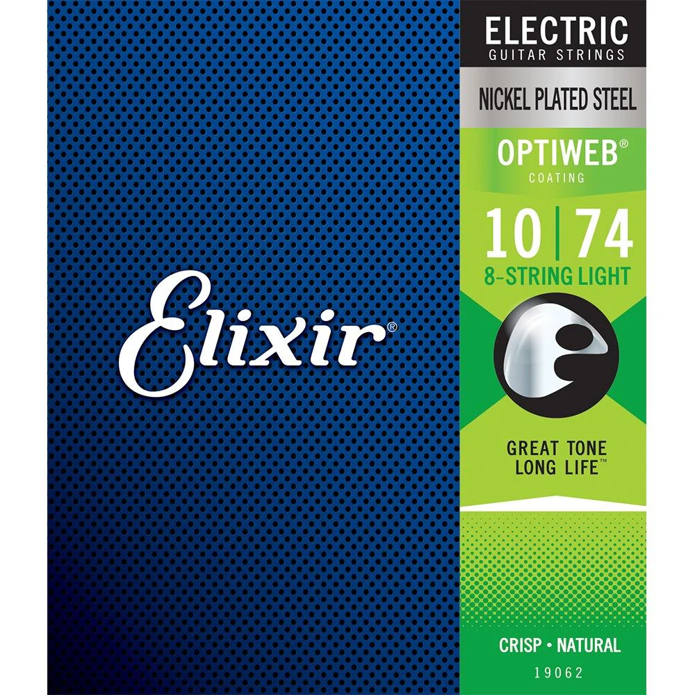 Elixir 19062 Electric Guitar Nickel Plated Steel w/ Optiweb Coating - 8-String LT (10-74)