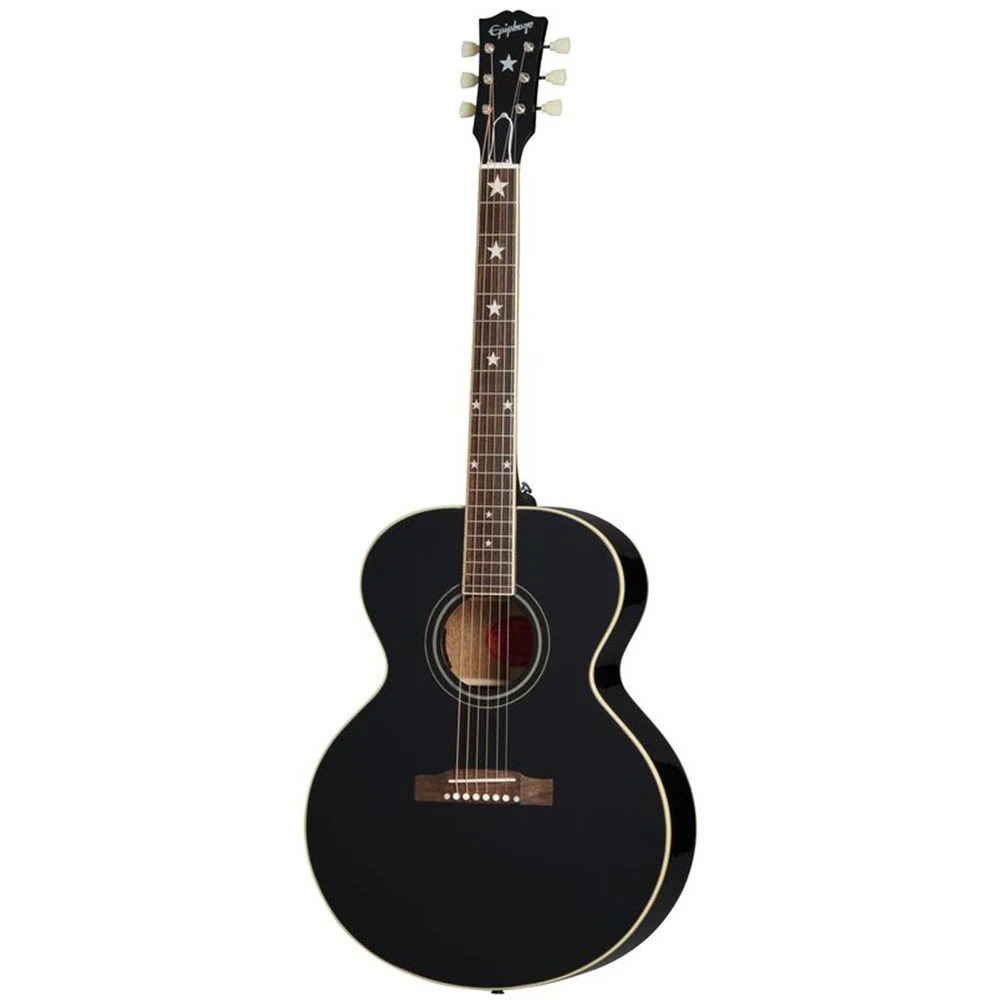 Epiphone 'Inspired By Gibson Custom' J-180 LS w/ Pickup (Ebony) inc Hard Case