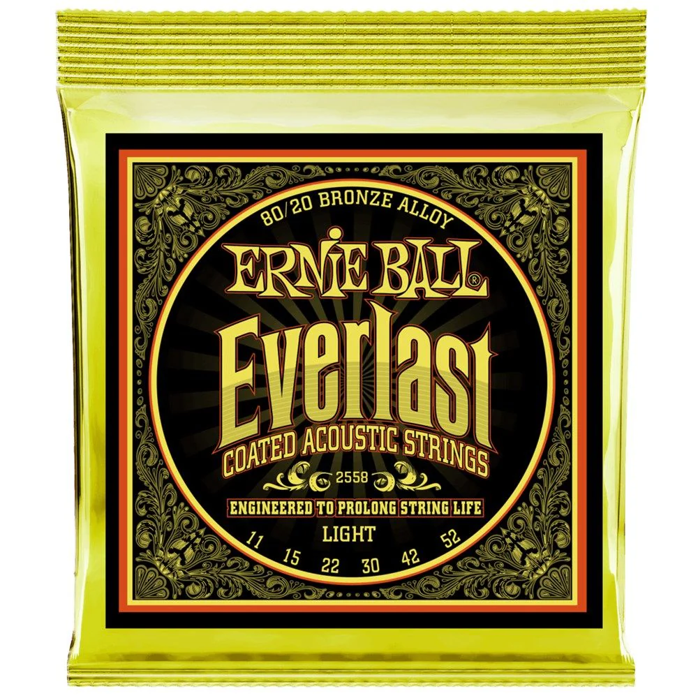 Ernie Ball Everlast Coated 80/20 Bronze Acoustic Guitar Strings - Light (11-52)