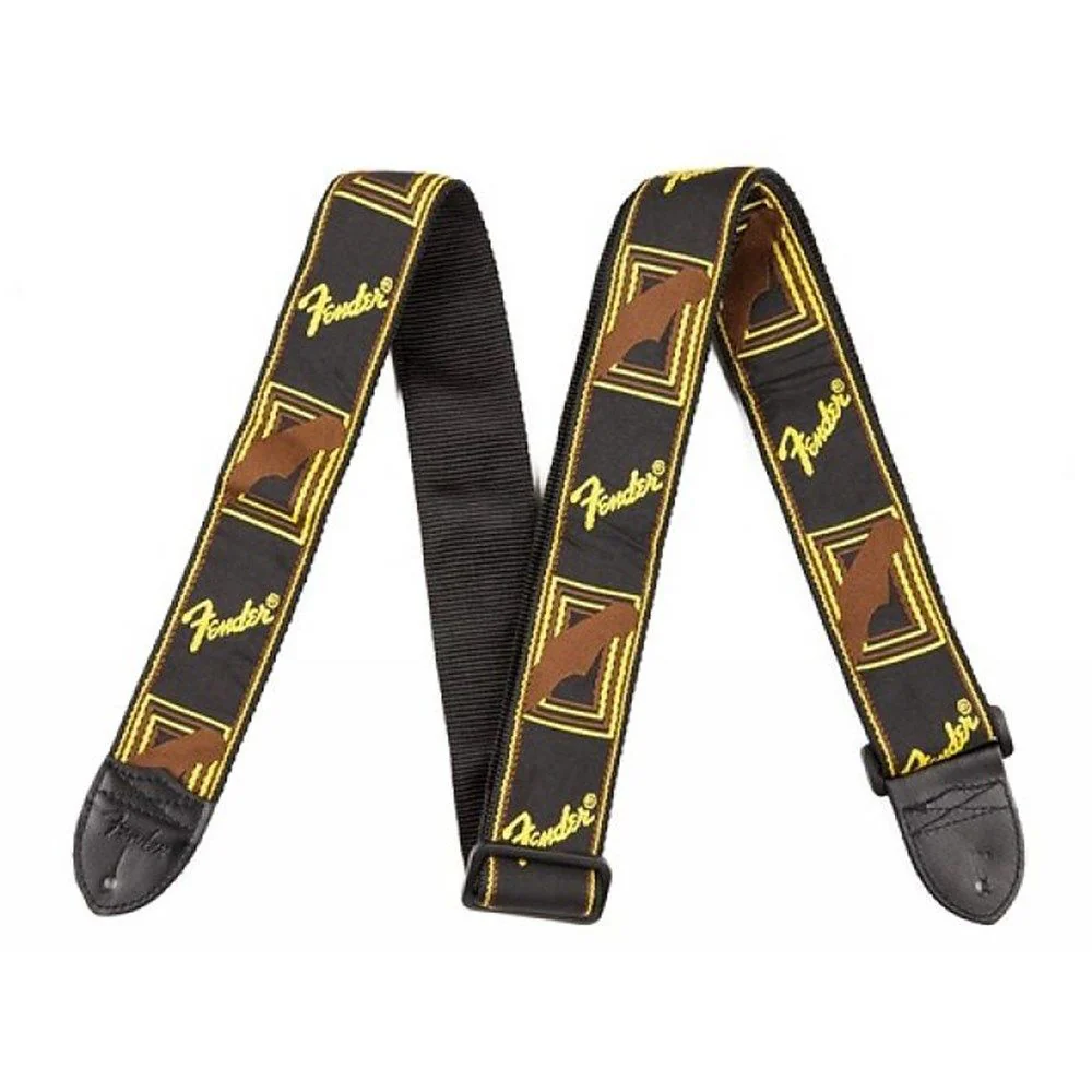 Fender 2" Monogrammed Guitar Strap (Black/Yellow/ Brown)