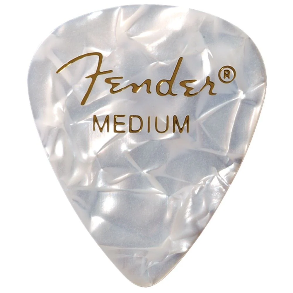 Fender 351 Shape Premium Celluloid Picks 12-Pack - Medium (White Moto)