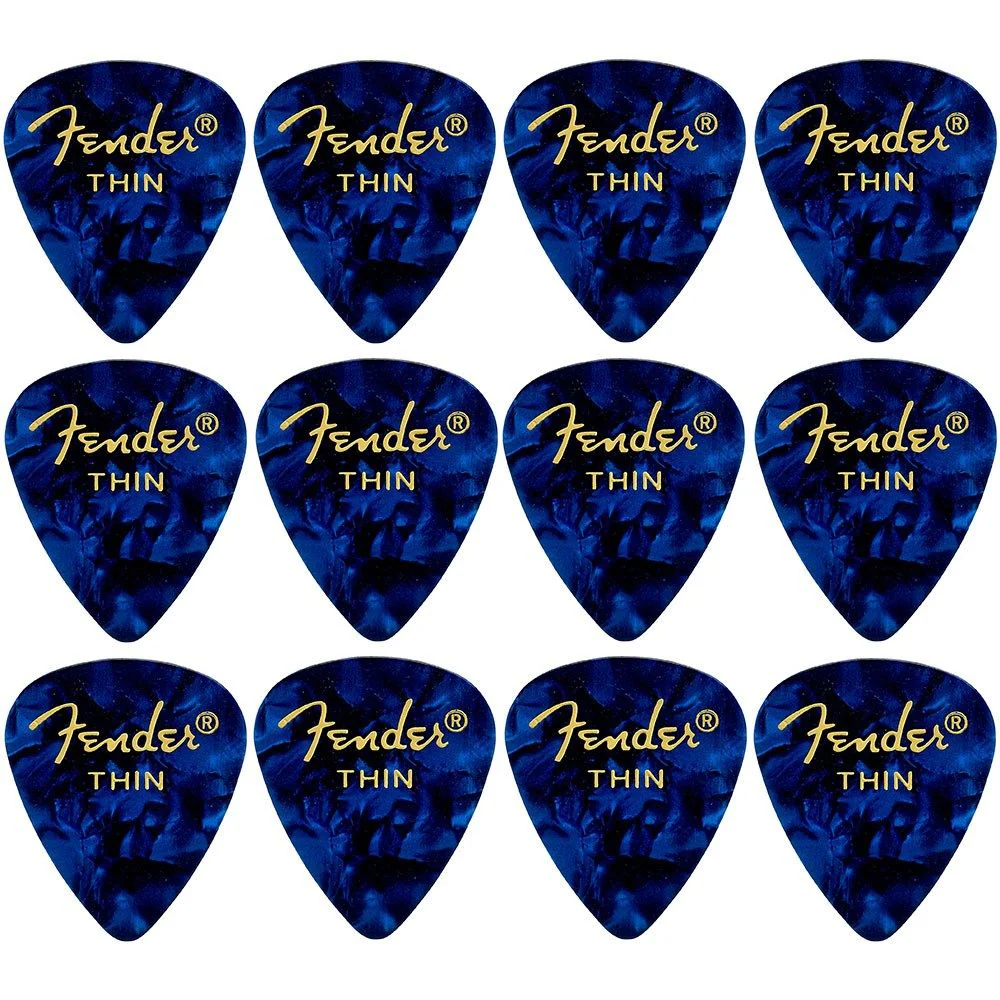Fender 351 Shape Premium Celluloid Picks 12-Pack - Thin (Blue Moto)