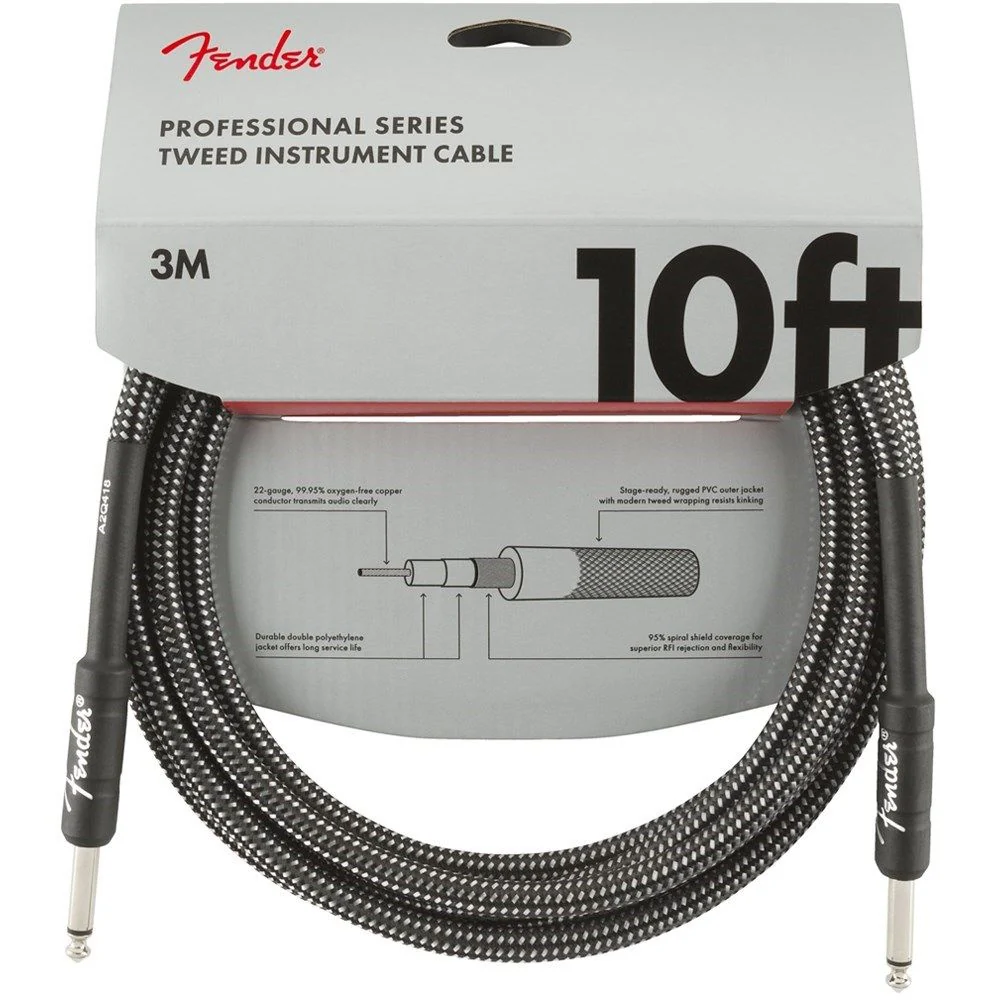 Fender Professional Series Instrument Cable - 10' (Gray Tweed)