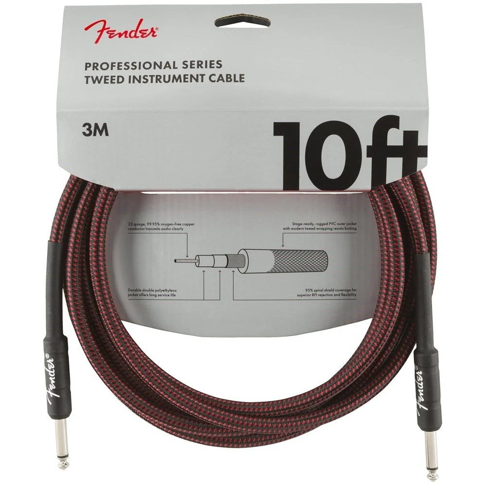 Fender Professional Series Instrument Cable - 10' (Red Tweed)