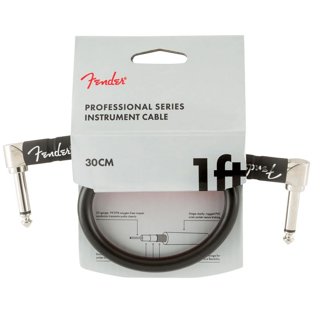 Fender Professional Series Instrument Cable - Angle / Angle - 1' (Black)