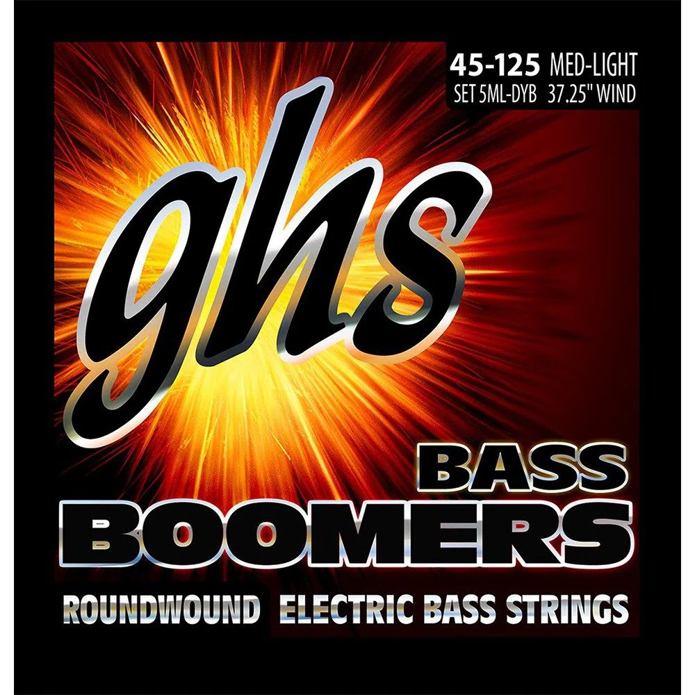 GHS Bass Boomers 5-String Medium Light Roundwound Electric Bass Strings (45-126)