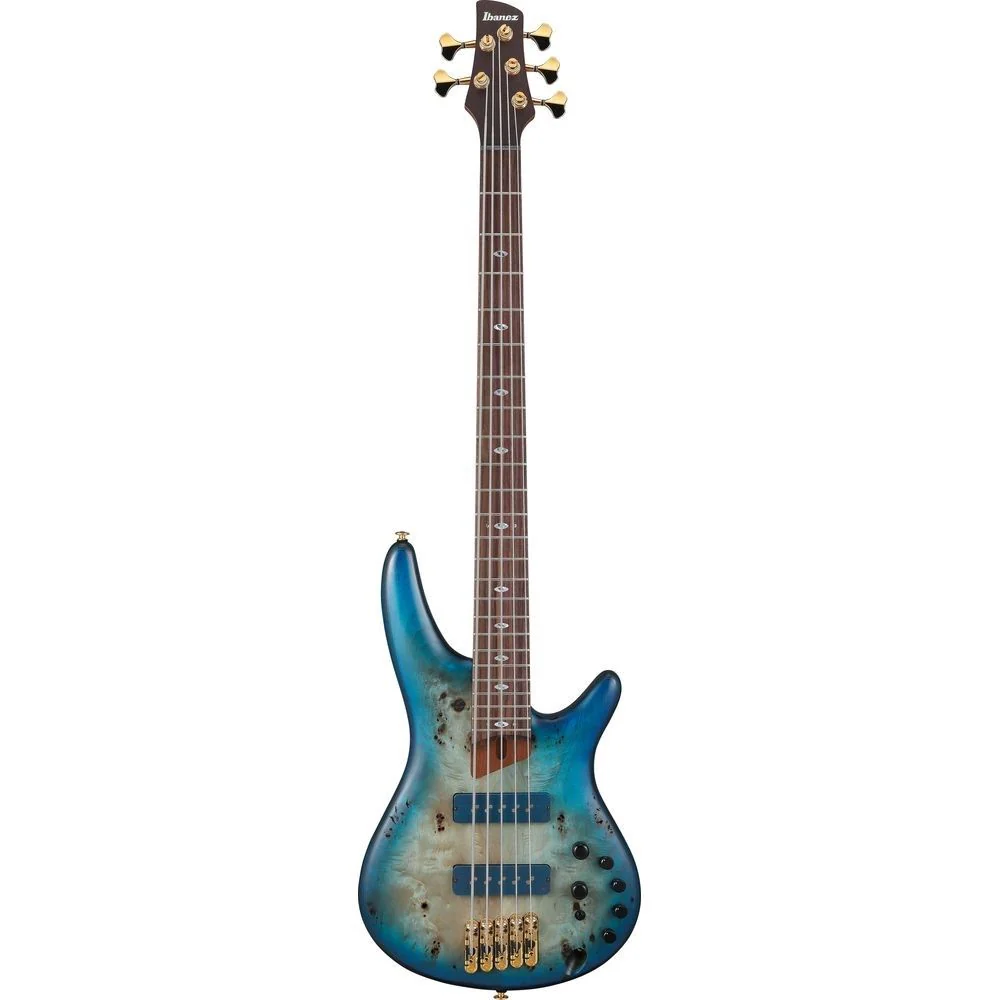 Ibanez SR6605 5-String Electric Bass inc Case (Ghost Fleet Blue Burst)