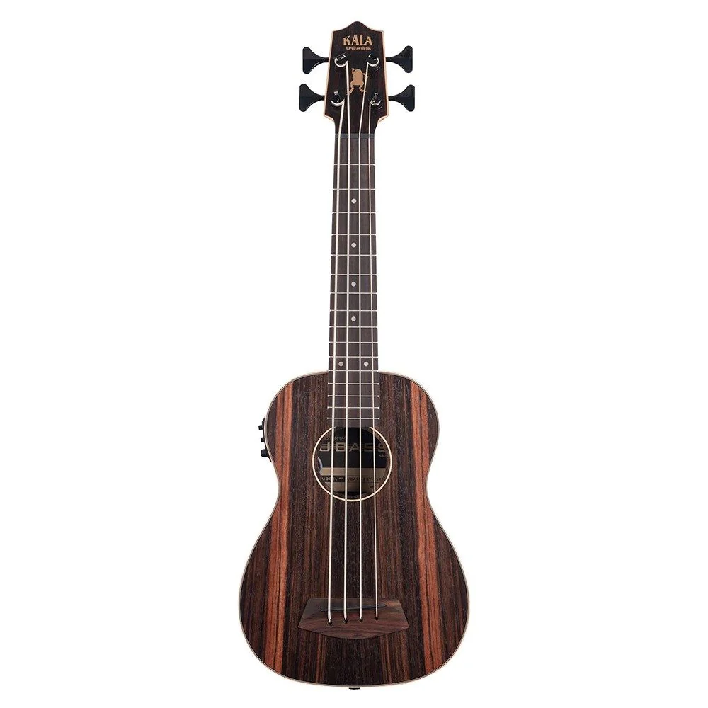 Kala UBASS-EBY-FSRW Striped Ebony Fretted Acoustic Electric U-BASS w/ Round Woods