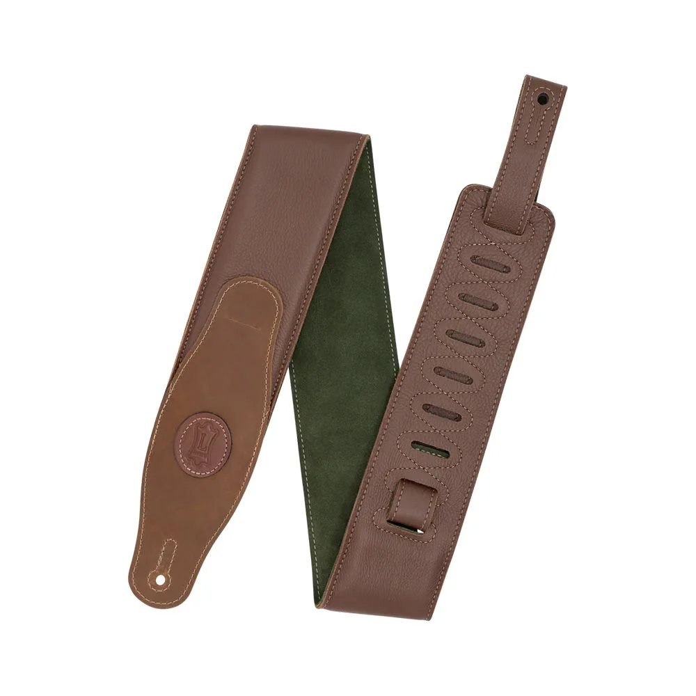 Levys Cirro Series 3" Padded Strap w/ Olive Green Suede (Brown)