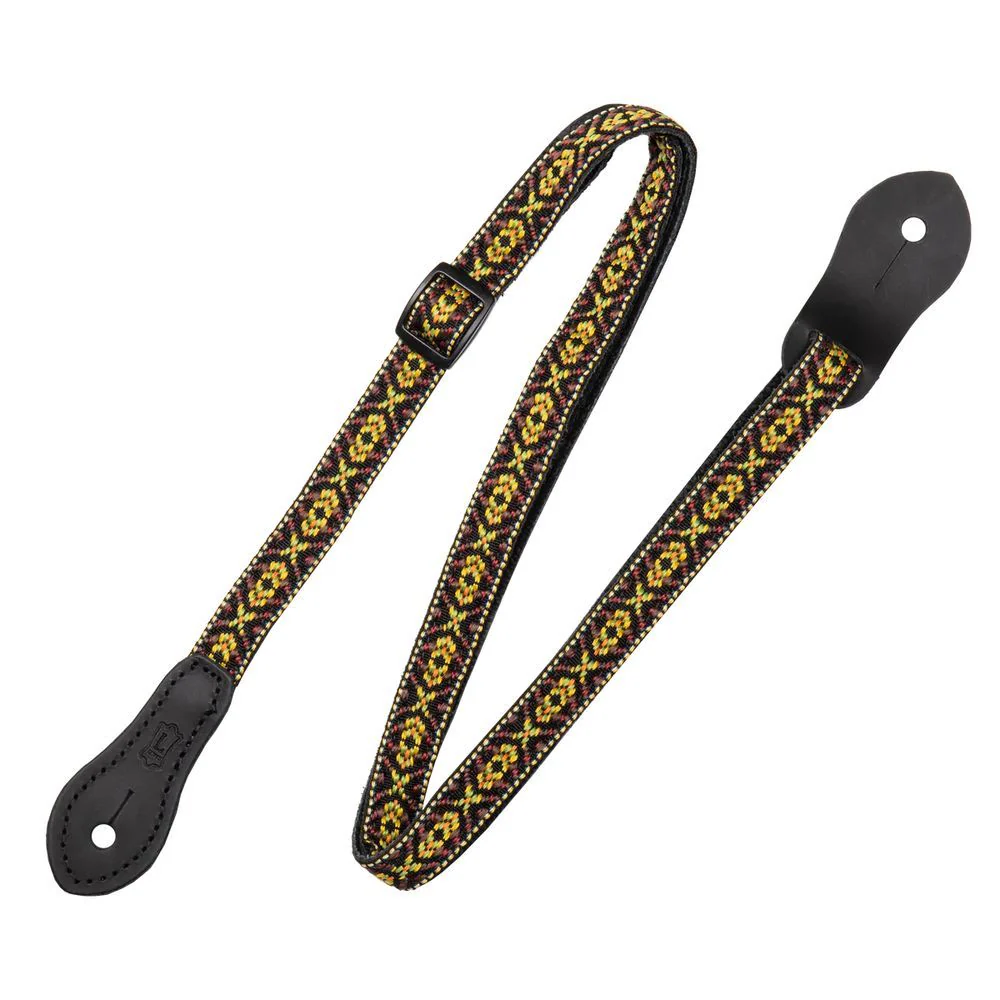 Levys Jacquard Mandolin/Ukulele Strap 1/2" (Black/Gold)