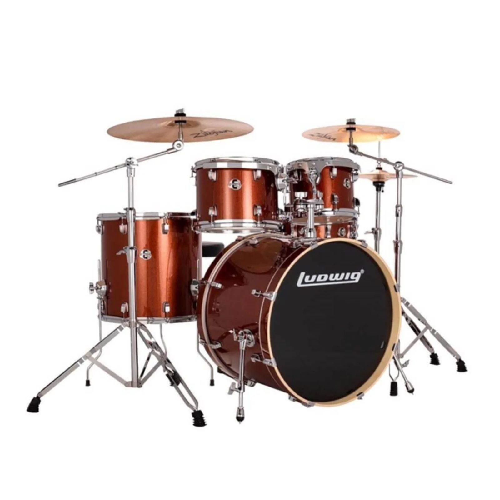 Ludwig Evolution 22 inch 5pc Drum Kit wHardware Copper Sparkle