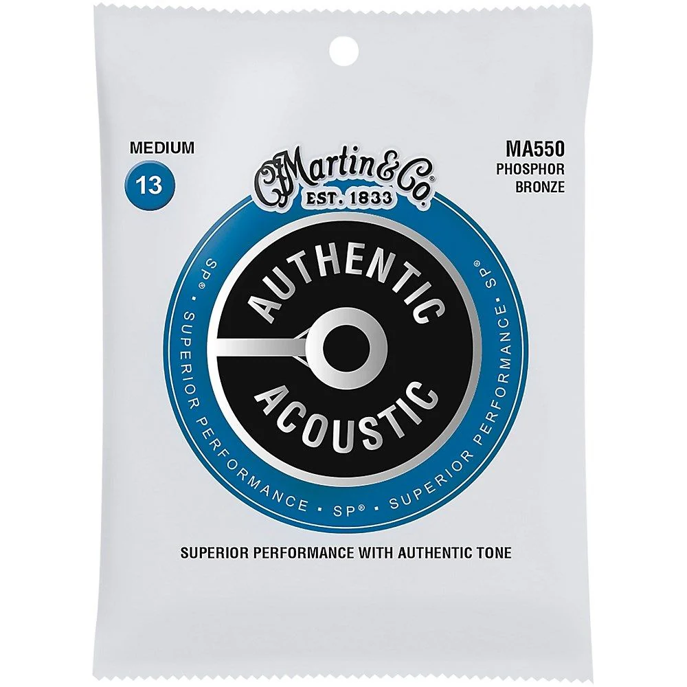 Martin MA550 Authentic SP Medium 92/8 Phosphor Bronze Acoustic Guitar Strings 13-56