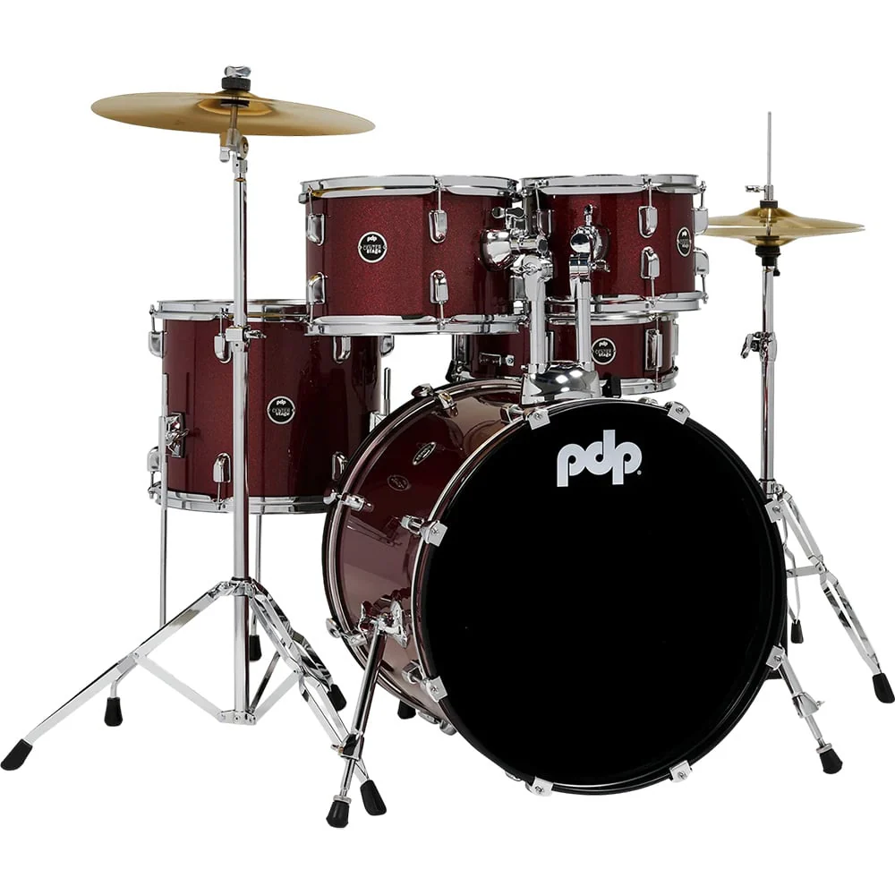 PDP Center stage 5-Piece 20" Drumkit w/ Hardware Cymbals & Throne (Ruby Red)