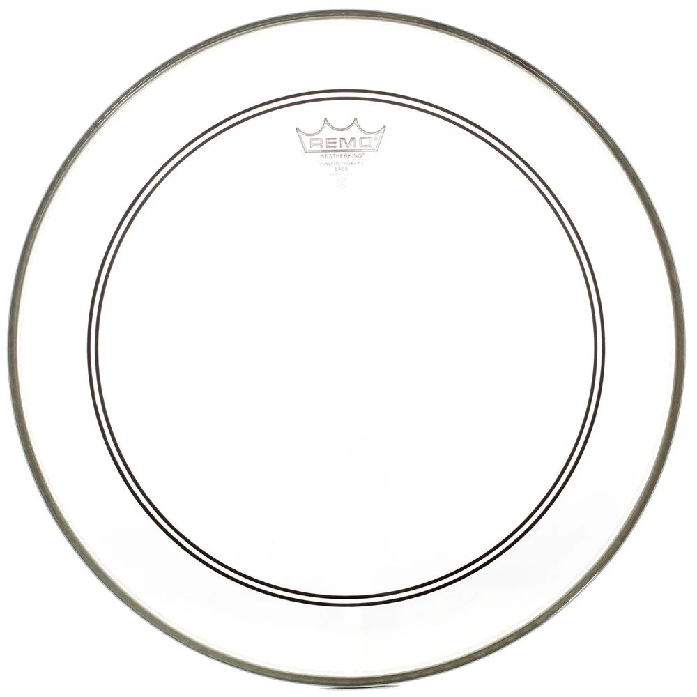 Remo P3-1320-C2 Powerstroke P3 Clear Bass Drumhead, 20" w/ Falam Patch