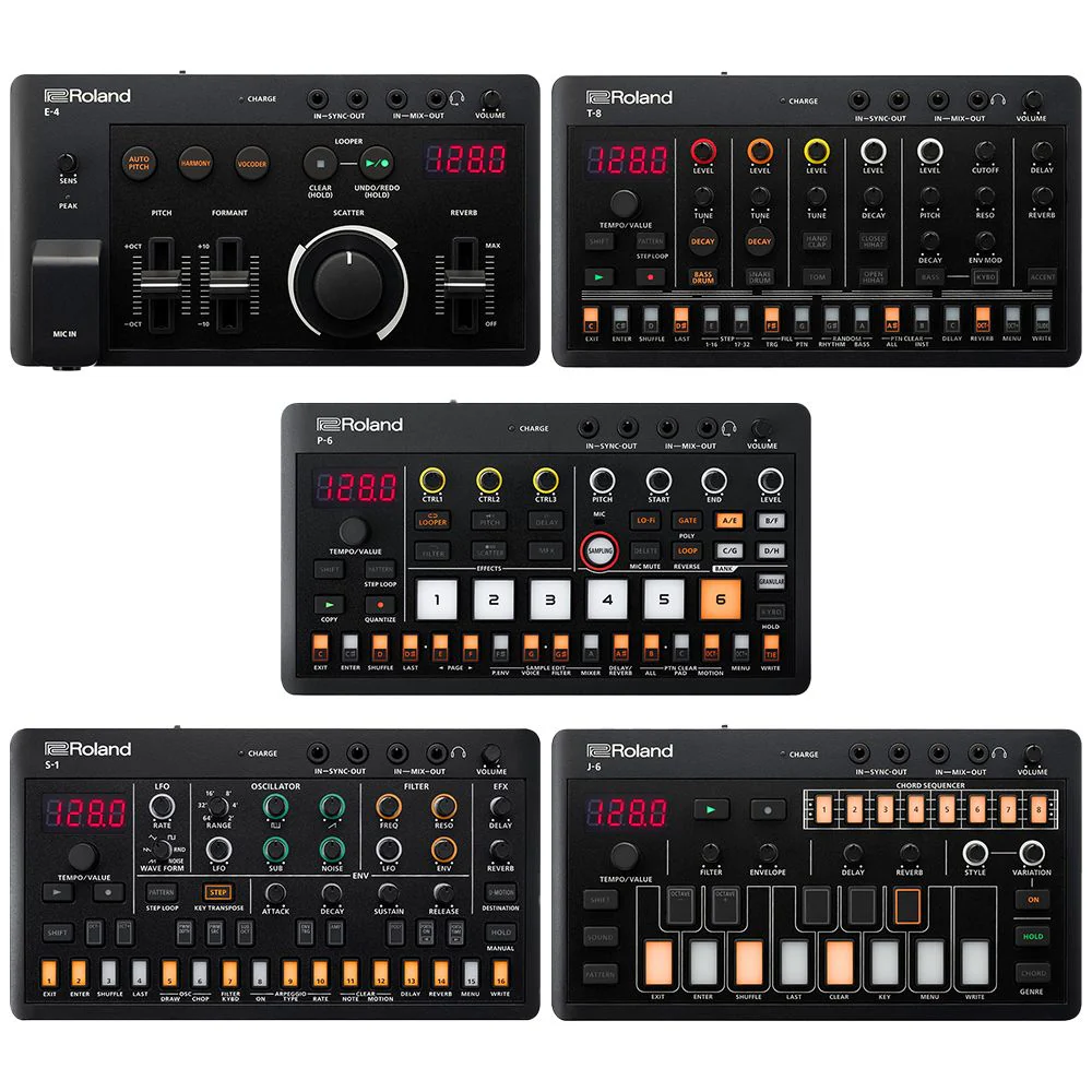 Roland Aira Compact Pack w/ S1 Synth, J6 Chords, T8 Drum Seq, E4 Voice Tweaker & P6 Sampler