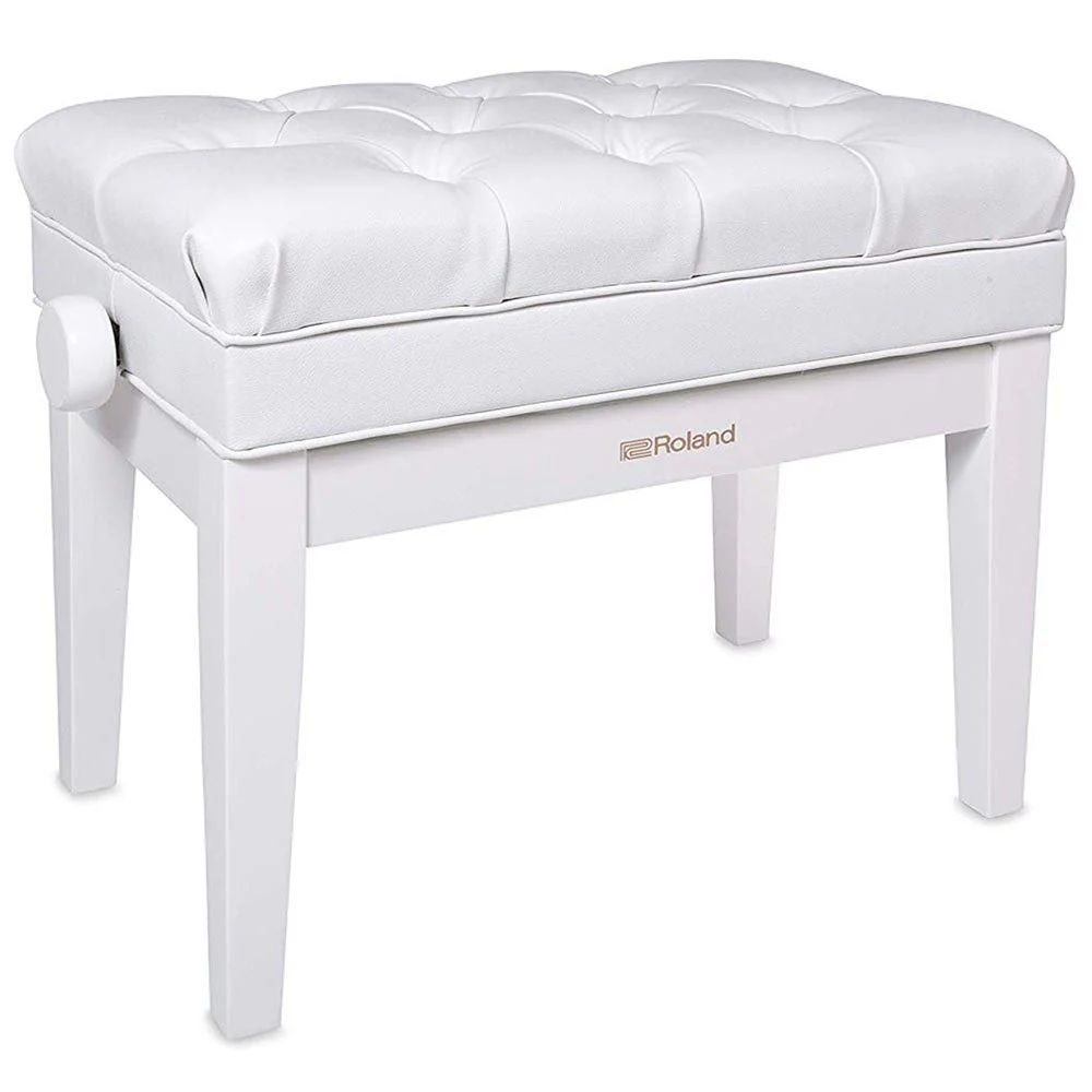 Roland RPB500 Piano Bench w/ Cushioned Seat & Storage Compartment (Polished White)