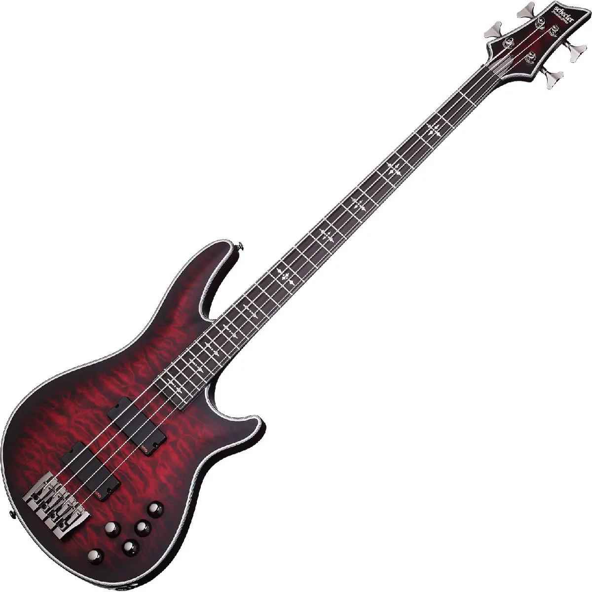 Schecter Hellraiser Extreme4 Crimson Red Burst Satin 4String Electric Bass Guita