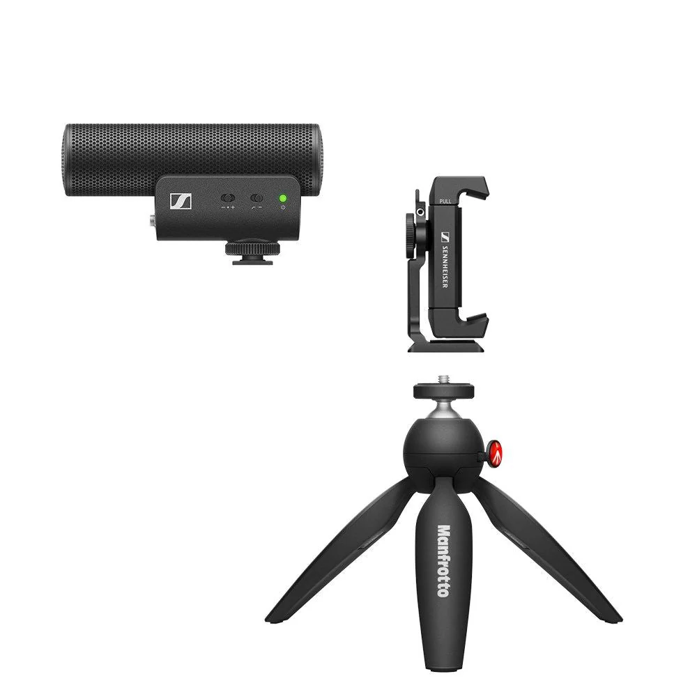 Sennheiser MKE 400 Mobile Kit w/ Smartphone Clamp & Manfrotto PIXI Tripod