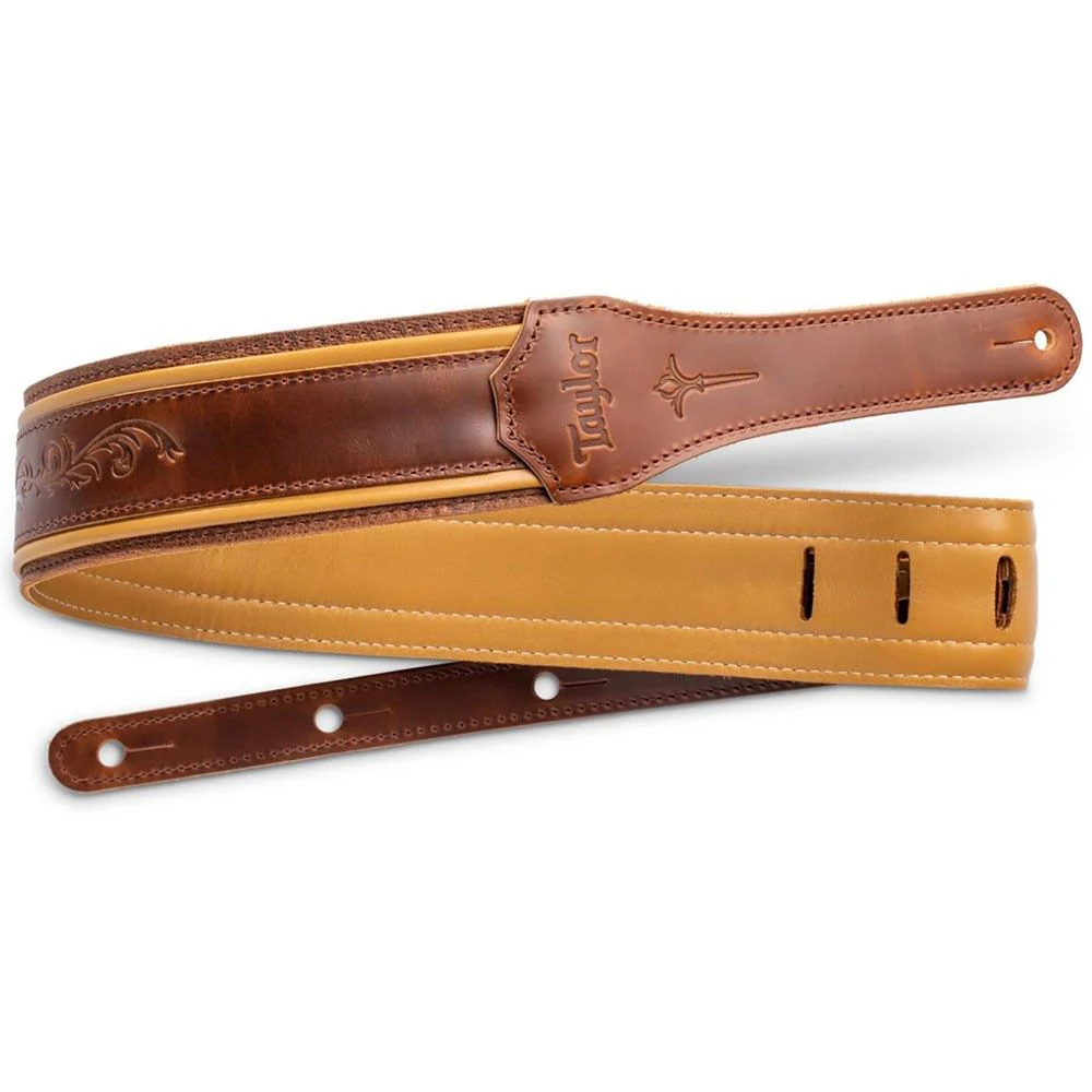 Taylor Nouveau 2.5" Guitar Strap Distressed Leather (Brown/Butterscotch)
