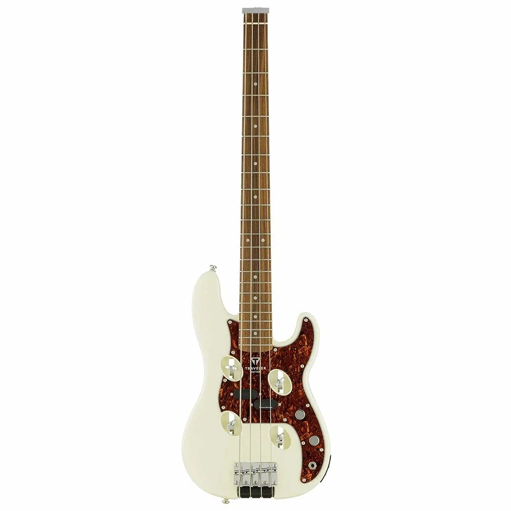 Traveler Guitar TB-4P Electric Bass Guitar (Pearl White) inc Gig Bag